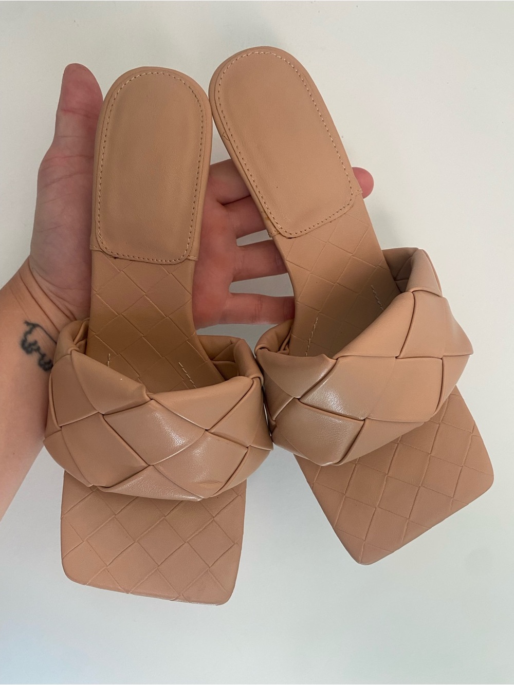 Woven Slide Sandals in Nude Tan - Women 10 (3in heel)